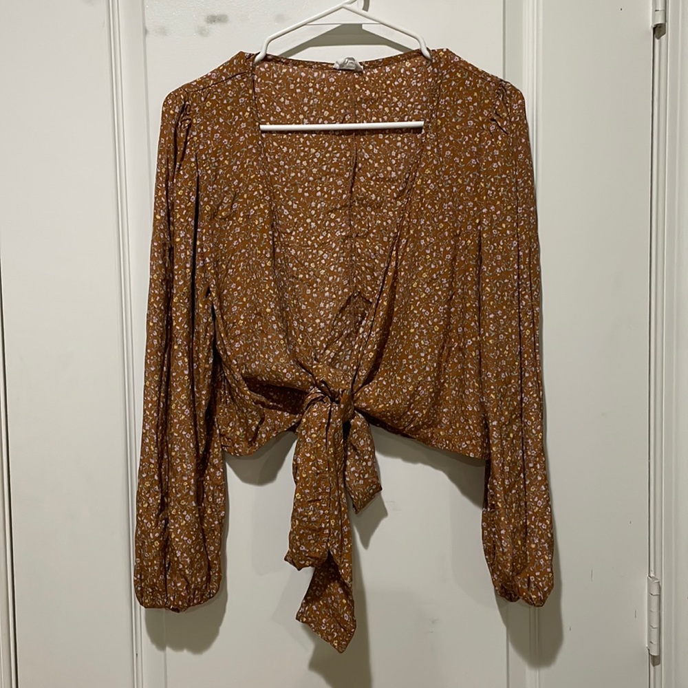 Floral Long Sleeve Crop Top